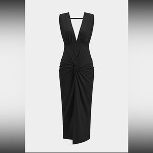 Ruched backless Dress With Twist Knot Front